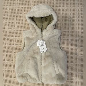 Zara Kids Reversible Faux Fur Vest with Hood
